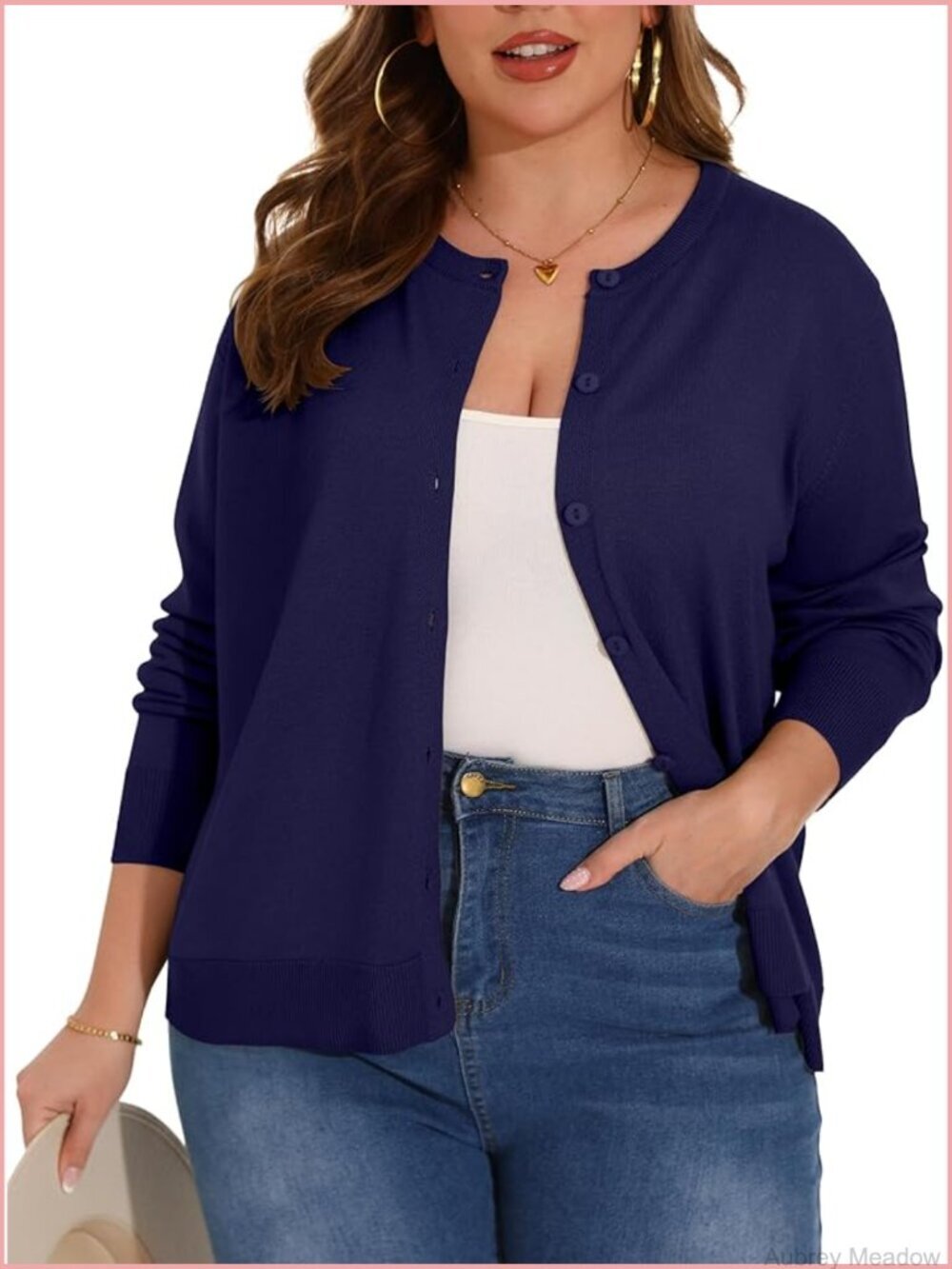 Plus Size Long Sleeve Lightweight Knit Cardigan Sweater Button Down